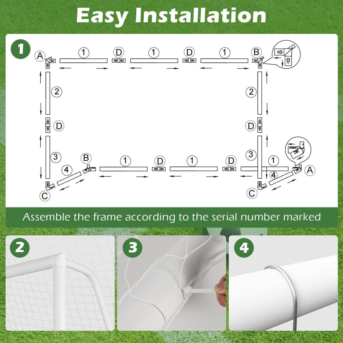 COSTWAY All Weather Soccer Goal Football Training Equipment W/Upvc Pipes